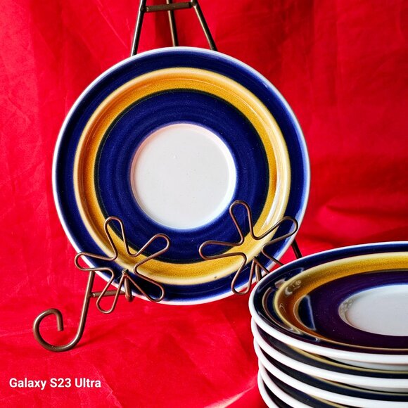 Set 2 - Noritake Japan PRIMASTONE Stoneware PACIFICA 8307 blue & yellow 6" plate - Picture 1 of 7